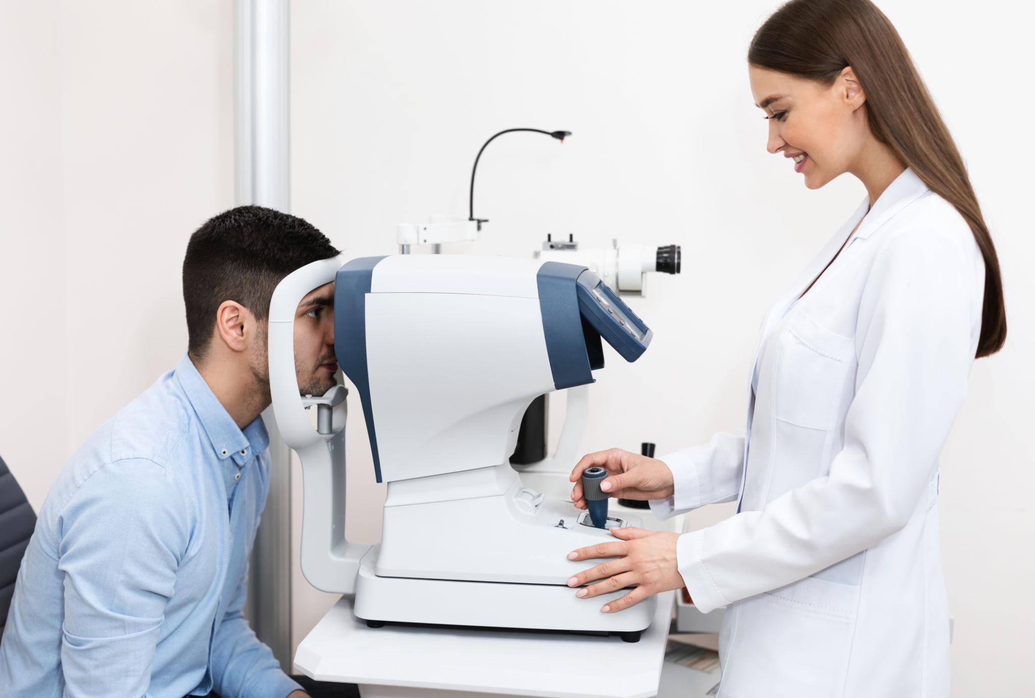 Adult patient during a vision examination at DUOS